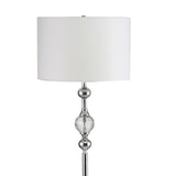 63" Chrome and Crystal Orb Shaped Floor Lamp With White Drum Shade - Homeroots