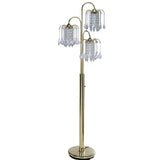 63" Gold Three Lights Candelabra Floor Lamp With Clear Faux Crystal Shades - Homeroots - Flyclothing LLC