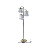 63" Gold Three Lights Candelabra Floor Lamp With Clear Faux Crystal Shades - Homeroots - Flyclothing LLC