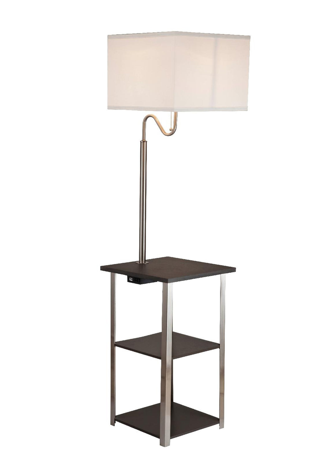 58" Steel Tray Table Floor Lamp With White Square Shade - Homeroots - Flyclothing LLC