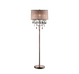 62" Steel Three Light Candelabra Floor Lamp With Silvery Pink Drum Shade - Homeroots - Flyclothing LLC