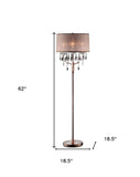 62" Steel Three Light Candelabra Floor Lamp With Silvery Pink Drum Shade - Homeroots - Flyclothing LLC