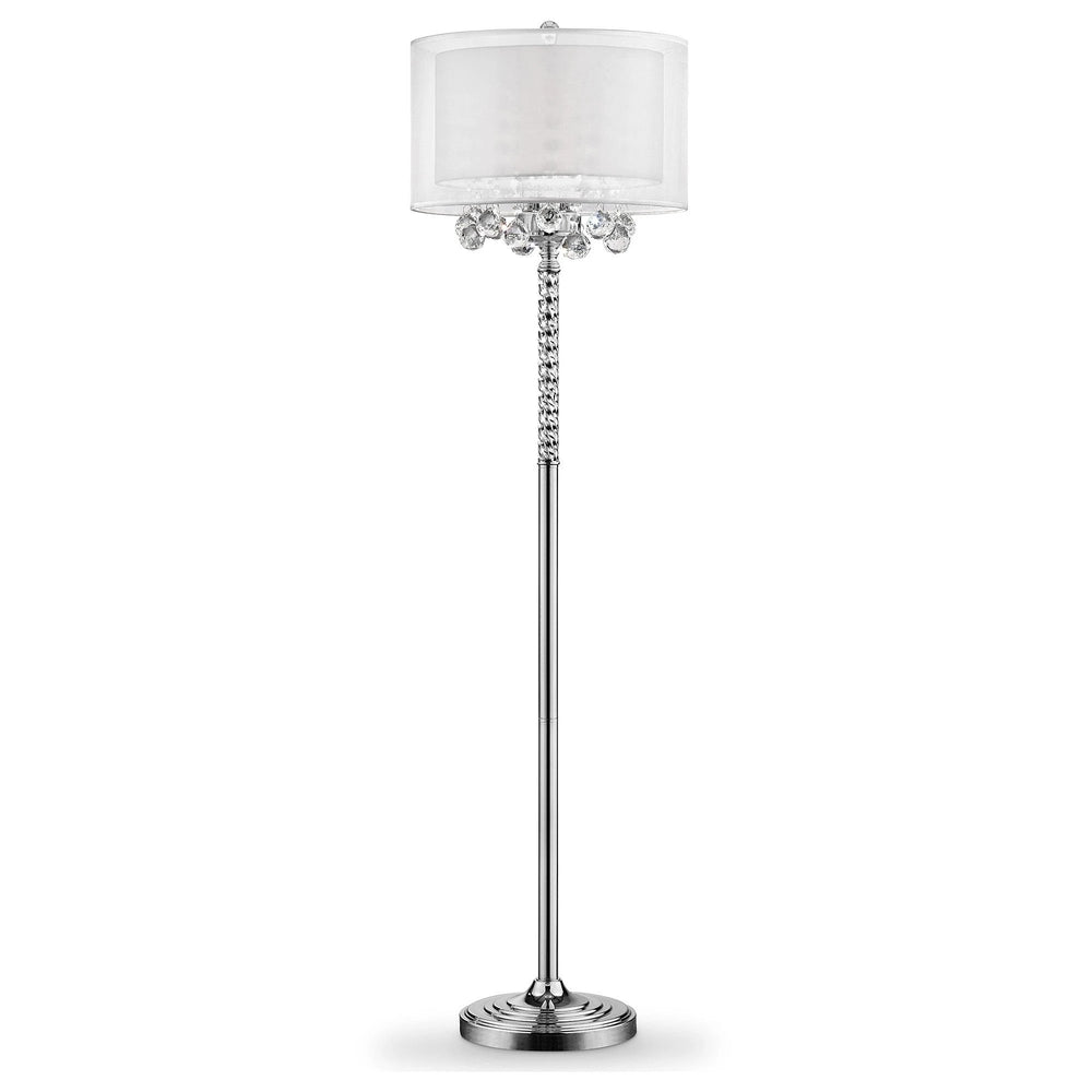 63" Steel Three Light Candelabra Floor Lamp With White Drum Shade - Homeroots - Flyclothing LLC