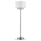 63" Steel Three Light Candelabra Floor Lamp With White Drum Shade - Homeroots - Flyclothing LLC