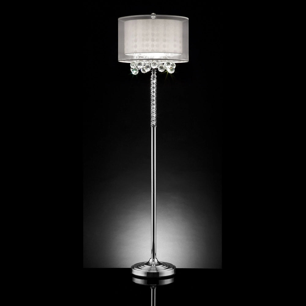 63" Steel Three Light Candelabra Floor Lamp With White Drum Shade - Homeroots - Flyclothing LLC
