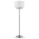 63" Steel Three Light Candelabra Floor Lamp With White Drum Shade - Homeroots - Flyclothing LLC
