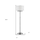 63" Steel Three Light Candelabra Floor Lamp With White Drum Shade - Homeroots - Flyclothing LLC