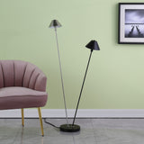 48" Nickel Two Lights LED Novelty Floor Lamp With Black And Silver Empire Shade - Homeroots - Flyclothing LLC