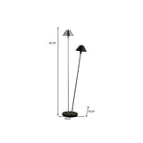48" Nickel Two Lights LED Novelty Floor Lamp With Black And Silver Empire Shade - Homeroots - Flyclothing LLC