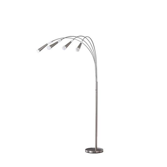 72" Nickel Four Lights LED Arc Floor Lamp - Homeroots