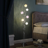59" Steel Six Light LED Novelty Floor Lamp With Colorful Funky Floral Shades - Homeroots - Flyclothing LLC