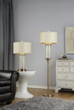 62" Gold Column Floor Lamp With Off-White Drum Shade - Homeroots - Flyclothing LLC