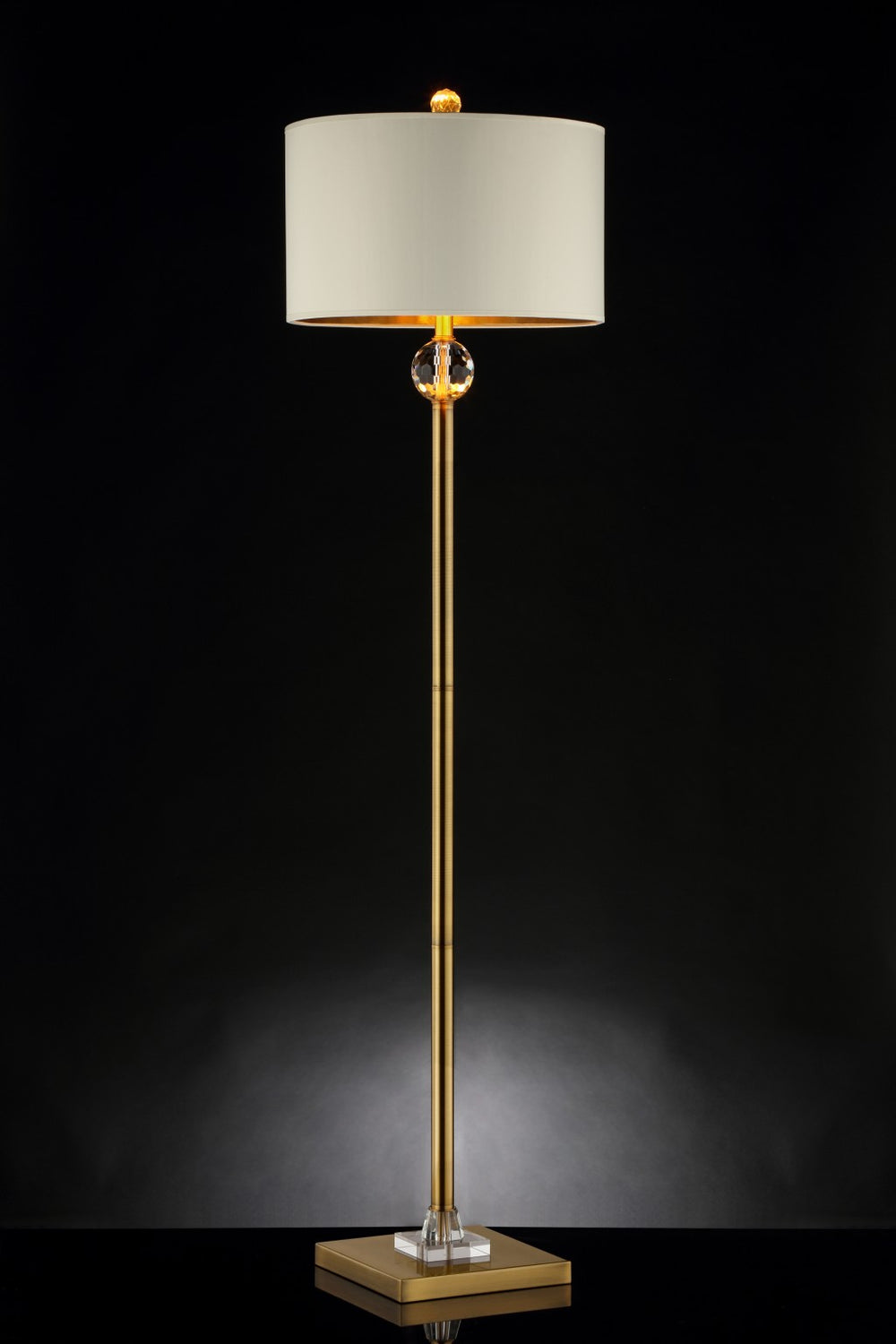 63" Gold Column Floor Lamp With Off-White Drum Shade - Homeroots - Flyclothing LLC