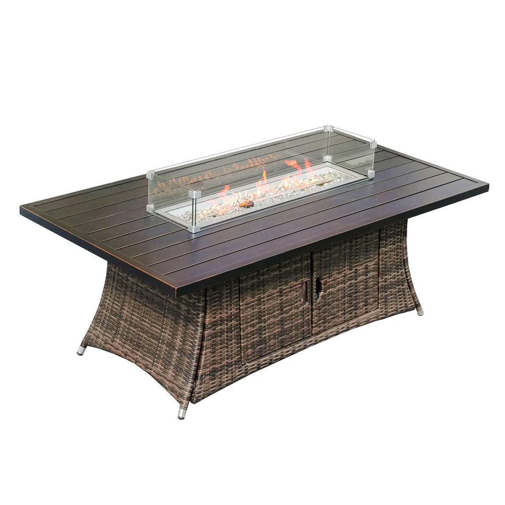 Brown Wicker Outdoor Patio Gas Fire Pit Table - Homeroots - Flyclothing LLC