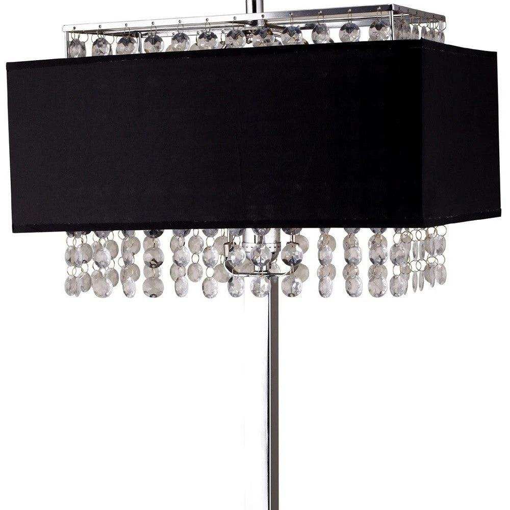 Bling Glam Black and Faux Crystal Rectangular Table Lamp - Homeroots - Flyclothing LLC