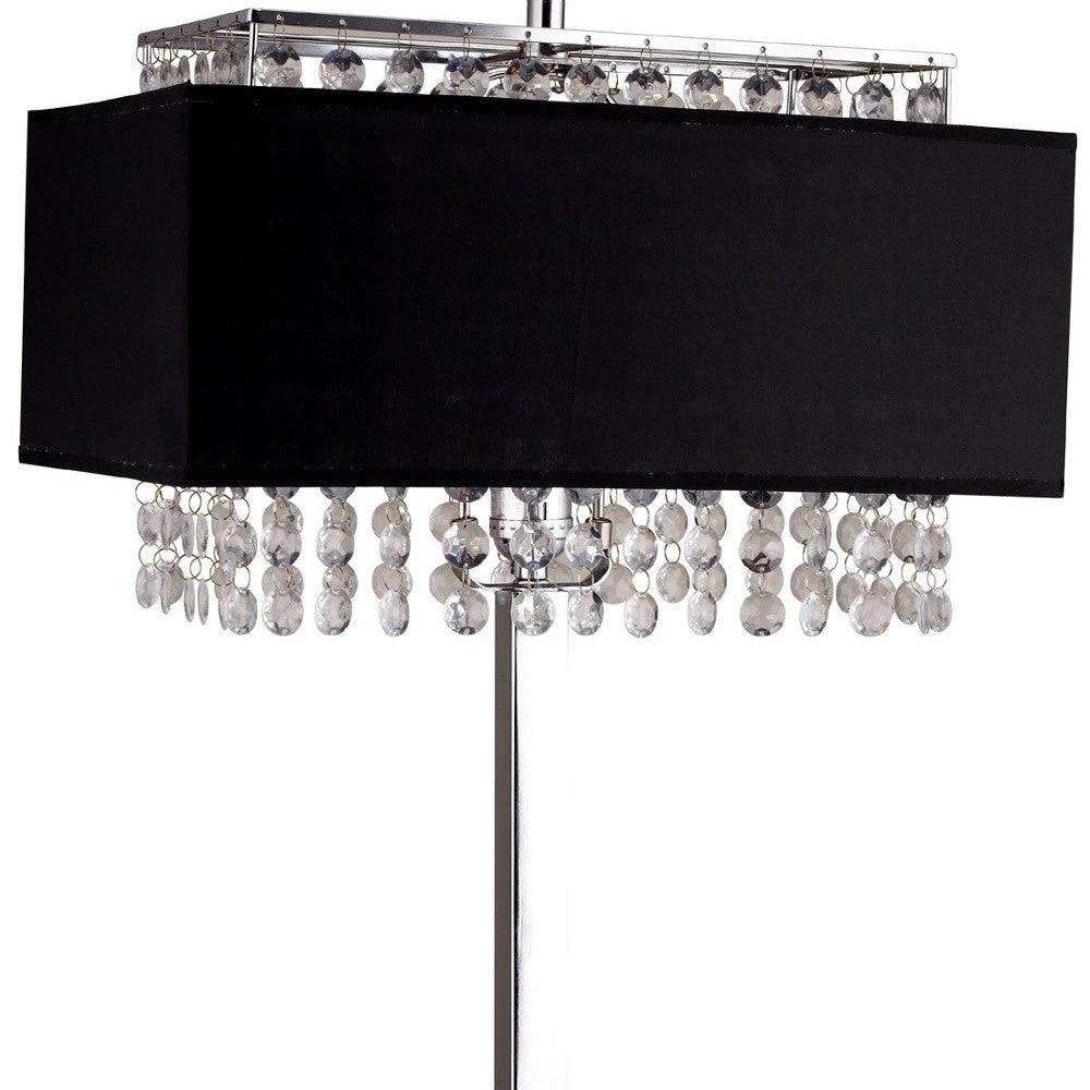 Bling Glam Black and Faux Crystal Rectangular Table Lamp - Homeroots - Flyclothing LLC