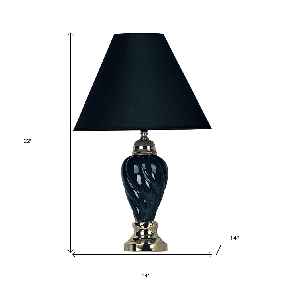 Gold and Navy Blue Table Lamp with Navy Blue Shade - Homeroots - Flyclothing LLC