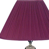 27" Silver Ceramic Bedside Table Lamp With Magenta Empire Shade - Homeroots