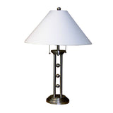 27" Silver Metal Two Light Table Lamp With White Classic Empire Shade - Homeroots