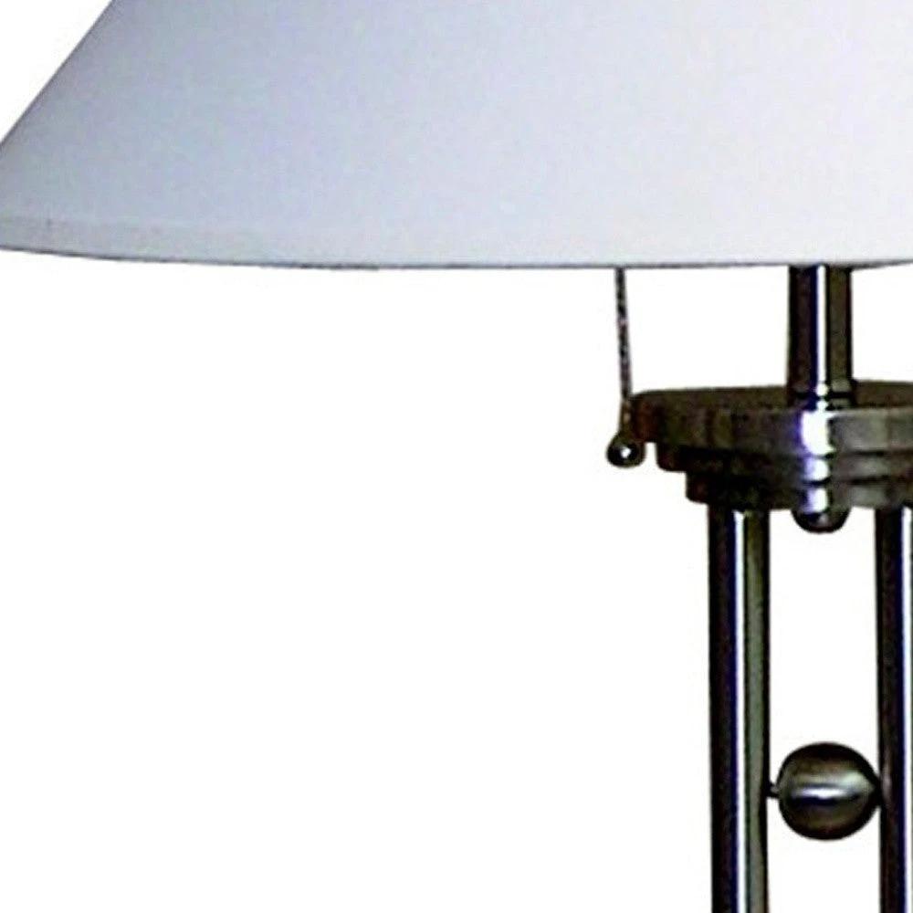 27" Silver Metal Two Light Table Lamp With White Classic Empire Shade - Homeroots