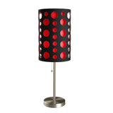33" Steel Mod Table Lamp With Black And Red Drum Shade - Homeroots