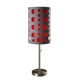 33" Gray and Red Mod Dot Novelty Table Lamp