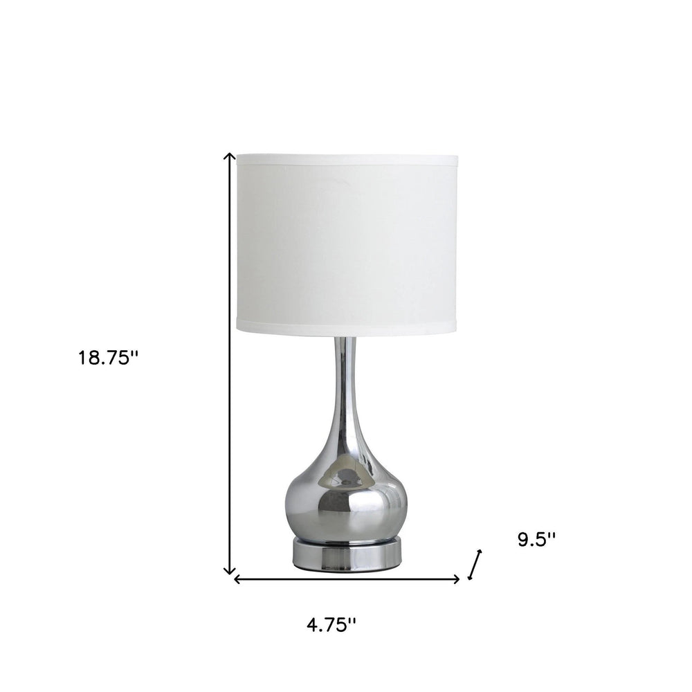 19" Silver Bedside Table Lamp With White Drum Shade - Homeroots