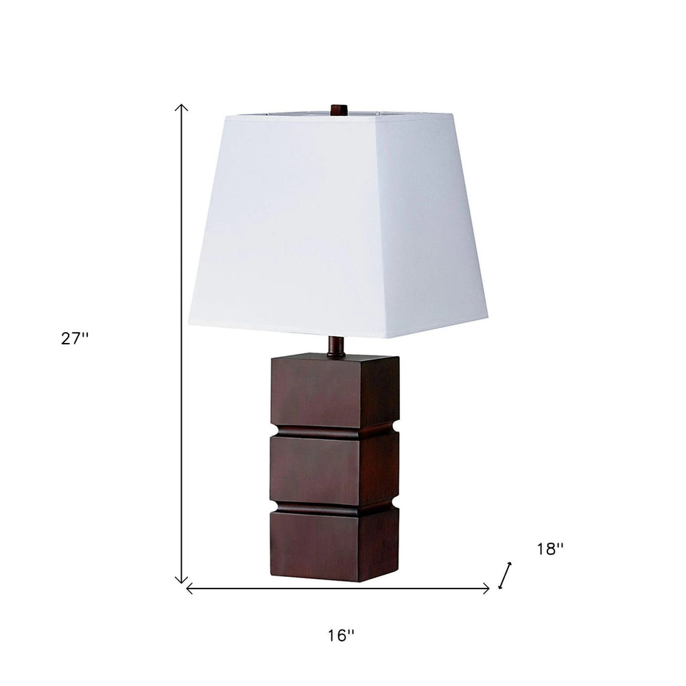27" Brown Bedside Table Lamp With White Shade - Homeroots