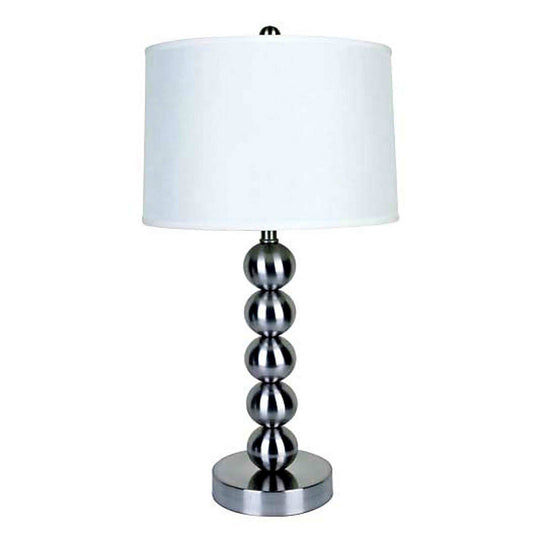 Silver Bauble Table Lamp with White Shade - Homeroots - Flyclothing LLC