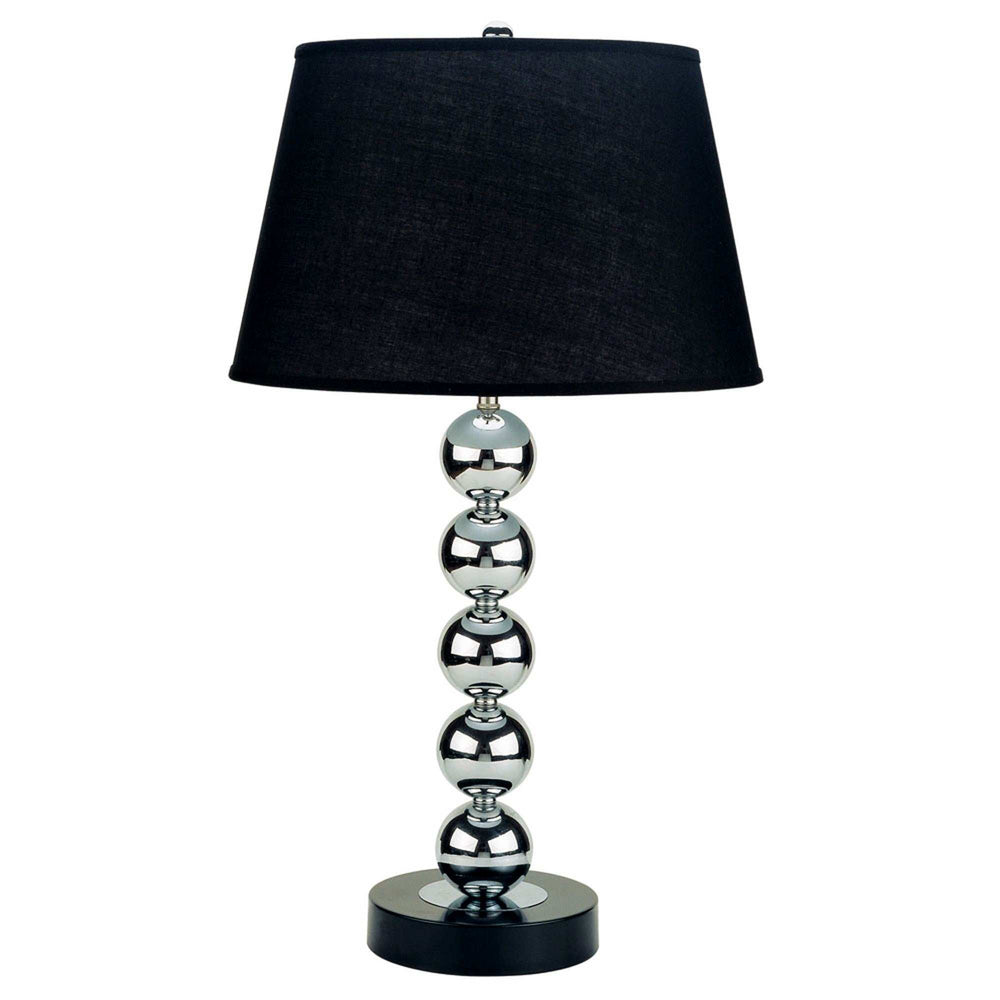 Silver Bauble Table Lamp with Black Shade - Homeroots - Flyclothing LLC