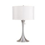 28" Silver Metal Bedside Table Lamp With White Shade - Homeroots - Flyclothing LLC