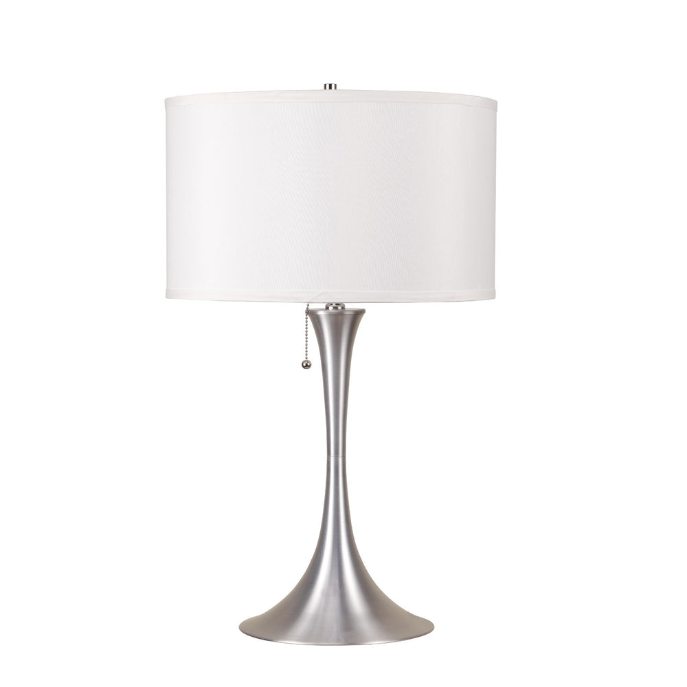 28" Silver Metal Bedside Table Lamp With White Shade - Homeroots - Flyclothing LLC