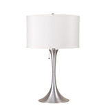 28" Silver Metal Bedside Table Lamp With White Shade - Homeroots - Flyclothing LLC