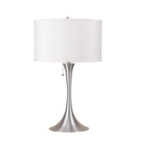 28" Silver Metal Bedside Table Lamp With White Shade - Homeroots - Flyclothing LLC