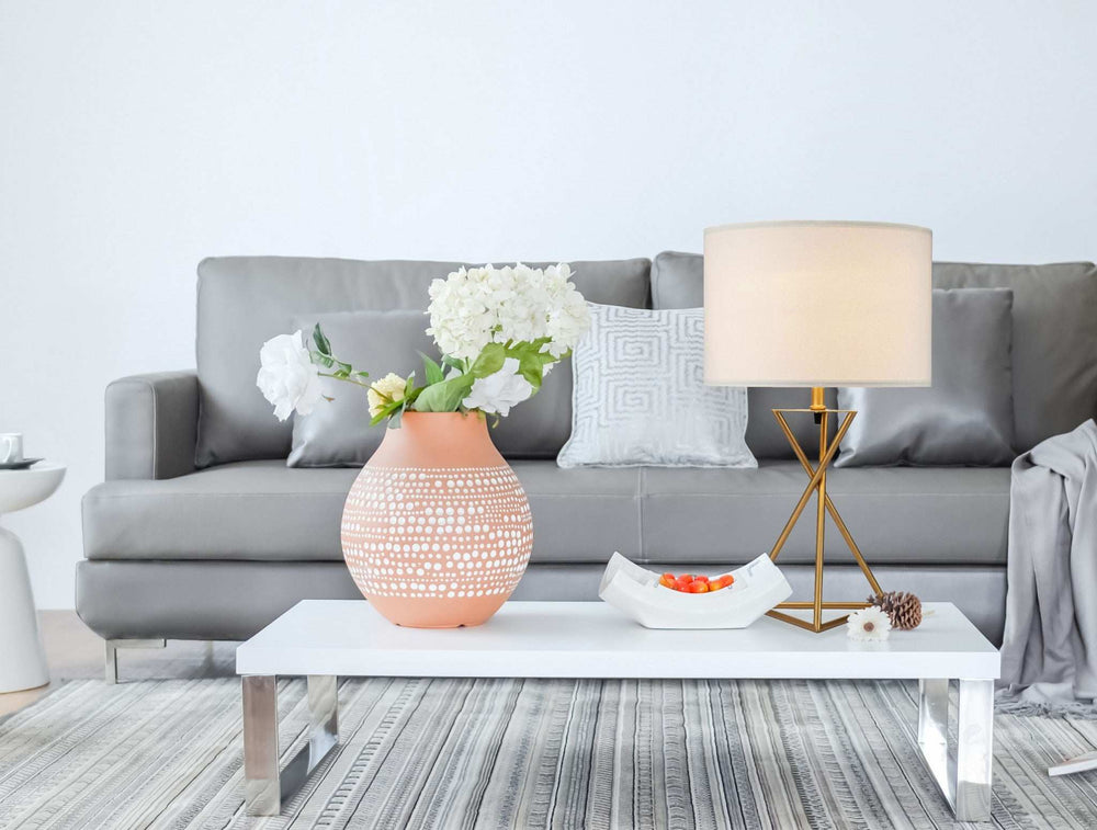 Contemporary Gold Geo Table Lamp with White Shade - Homeroots - Flyclothing LLC