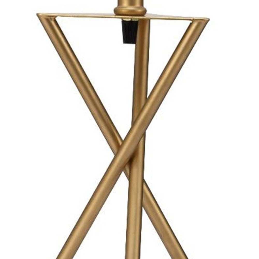 Contemporary Gold Geo Table Lamp with White Shade - Homeroots - Flyclothing LLC