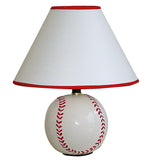 12" White and Red Ceramic Baseball Sports Table Lamp With White and Red Empire Shade - Homeroots - Flyclothing LLC