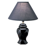 13" Black Ceramic Bedside Table Lamp With Black Shade - Homeroots - Flyclothing LLC