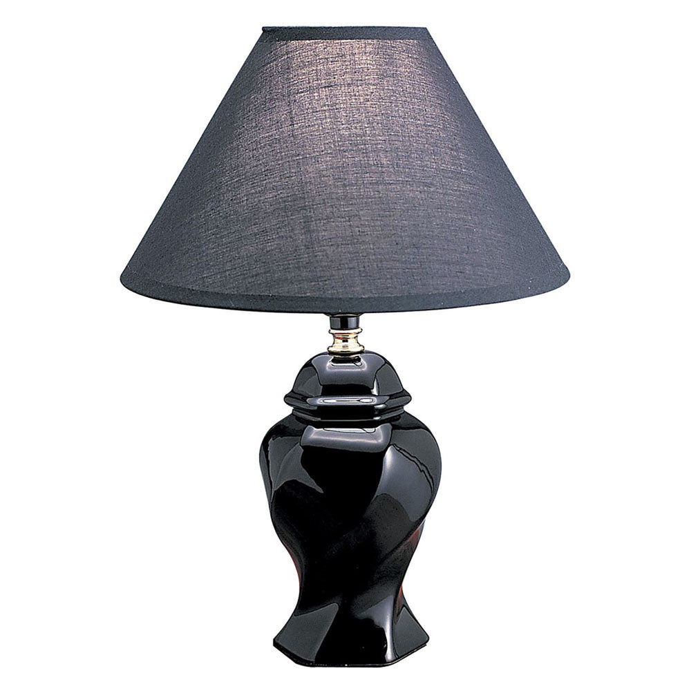 13" Black Ceramic Bedside Table Lamp With Black Shade - Homeroots - Flyclothing LLC