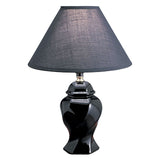 13" Black Ceramic Bedside Table Lamp With Black Shade - Homeroots - Flyclothing LLC