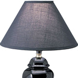 13" Black Ceramic Bedside Table Lamp With Black Shade - Homeroots - Flyclothing LLC