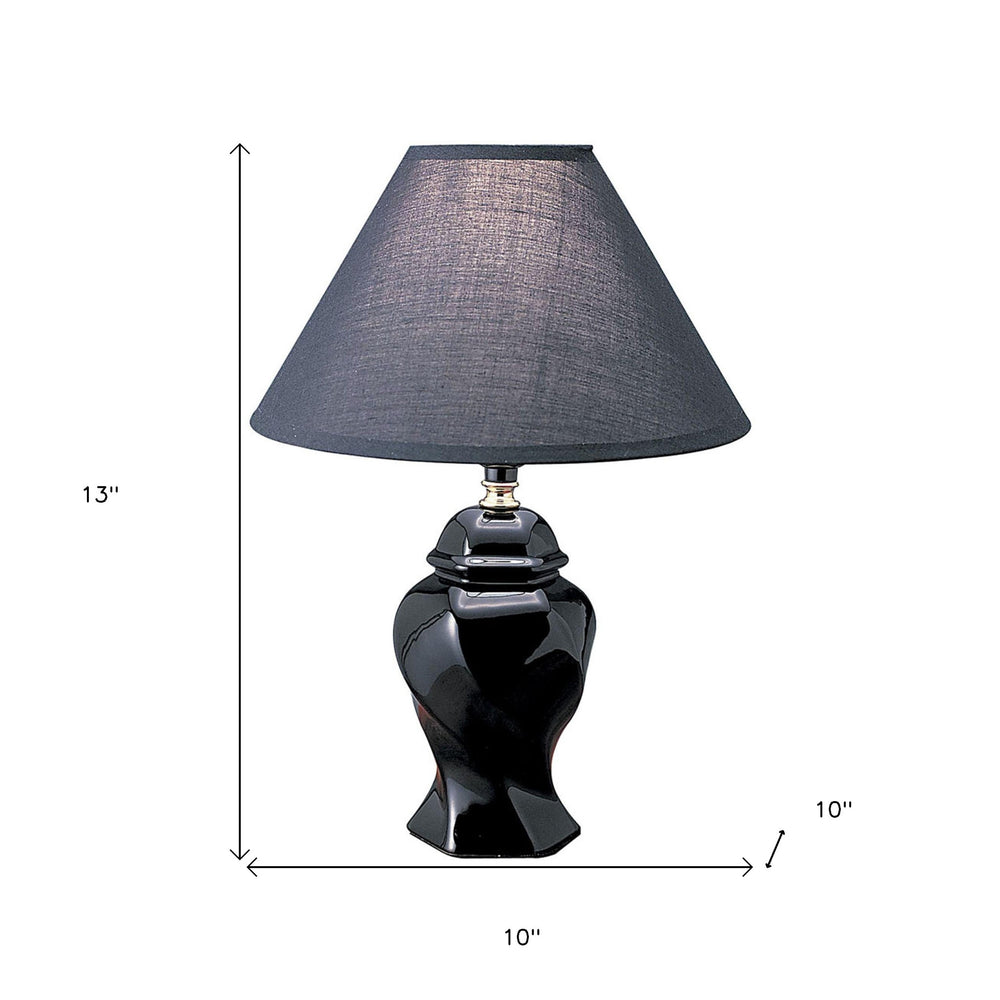 13" Black Ceramic Bedside Table Lamp With Black Shade - Homeroots - Flyclothing LLC