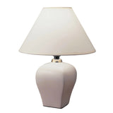 13" White Ceramic Bedside Table Lamp With Off-White Shade - Homeroots - Flyclothing LLC