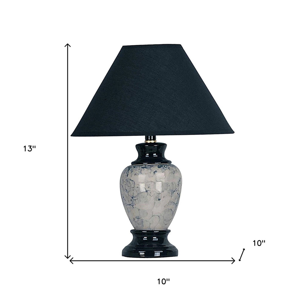 13" Black Ceramic Bedside Table Lamp With Black Shade - Homeroots - Flyclothing LLC