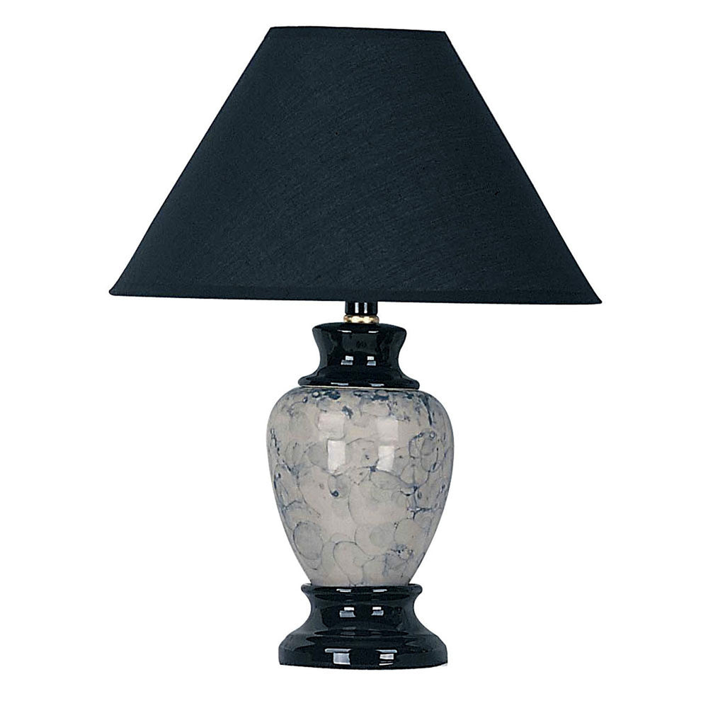 13" Black Ceramic Bedside Table Lamp With Black Shade - Homeroots - Flyclothing LLC