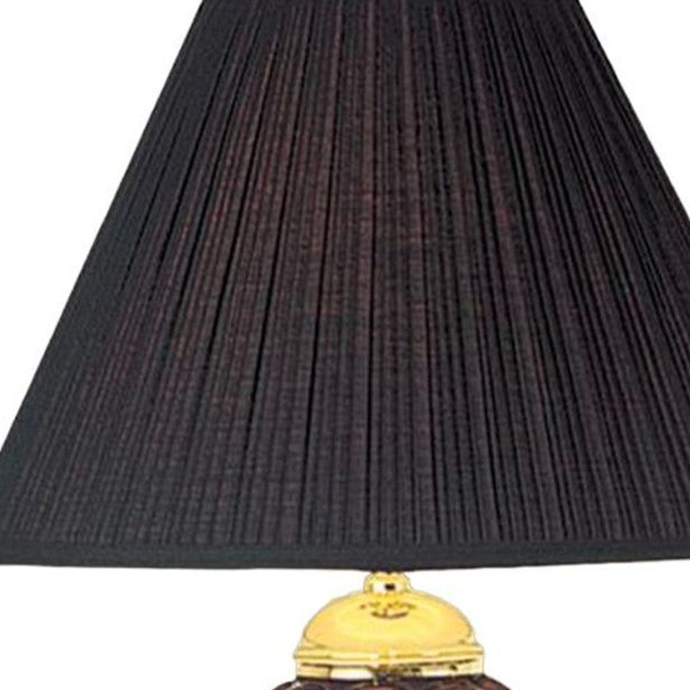 27" Black and Gold Ceramic Urn Table Lamp With Black Empire Shade - Homeroots