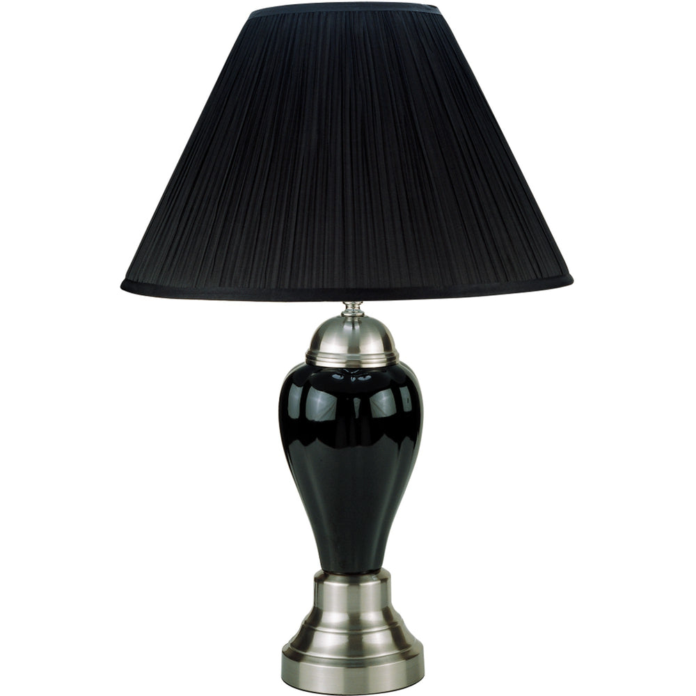 27" Black and Silver Ceramic Urn Table Lamp With Black Empire Shade - Homeroots