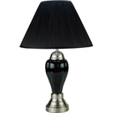 27" Black and Silver Ceramic Urn Table Lamp With Black Empire Shade - Homeroots