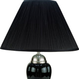 27" Black and Silver Ceramic Urn Table Lamp With Black Empire Shade - Homeroots
