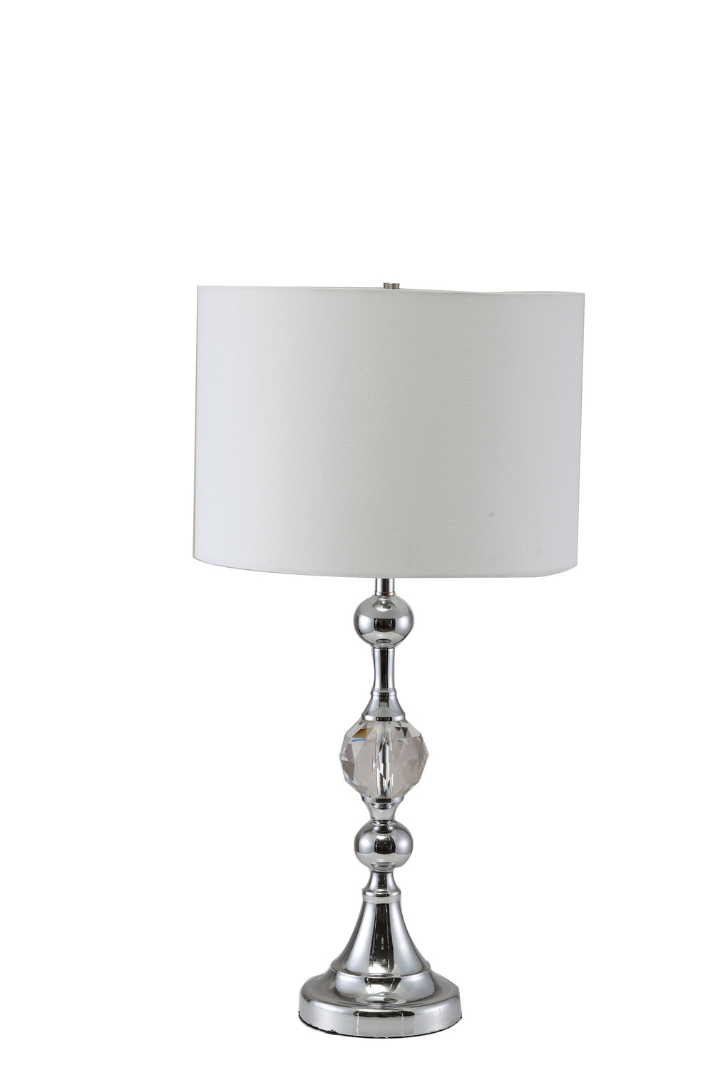 30" Silver Metal Bedside Table Lamp With White Classic Drum Shade - Homeroots